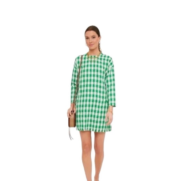 Tuckernuck Dress Georgette Tweed Mini in Green Check - Picture 2 of 7
